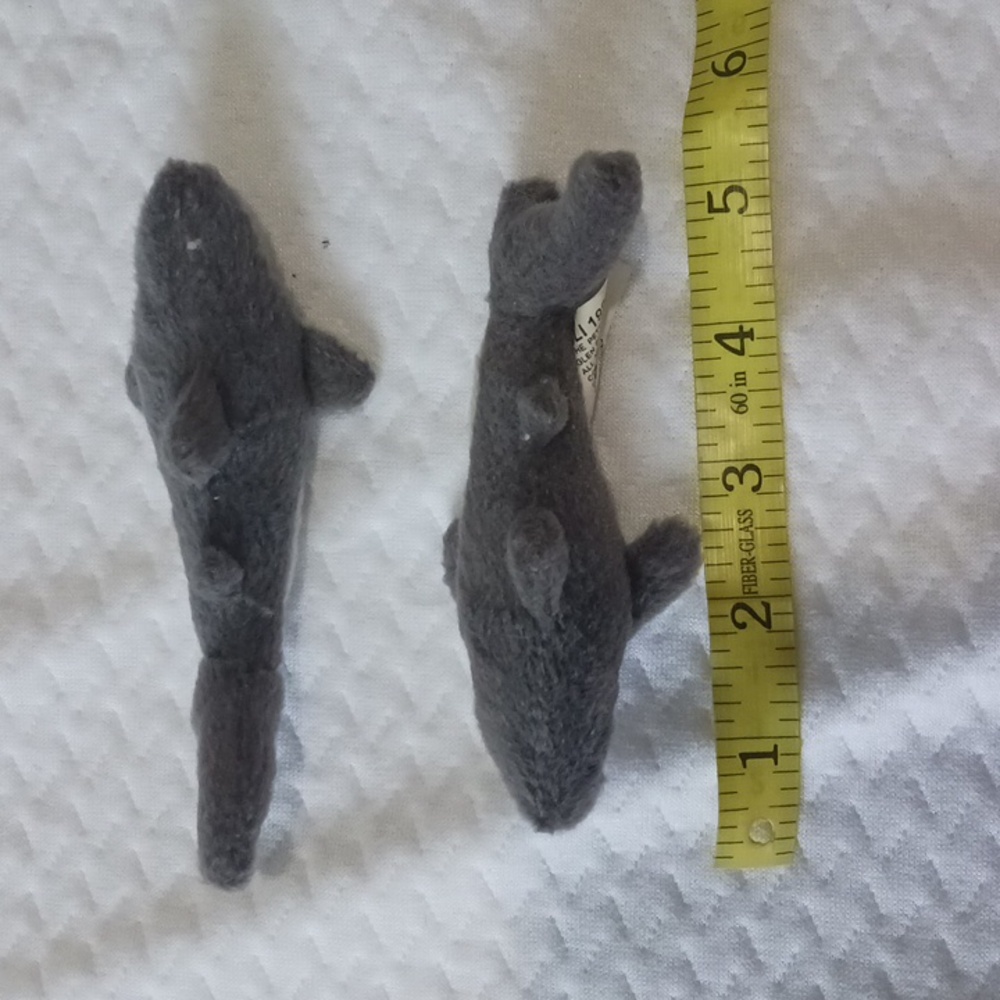 H Mini gray shark plushies
